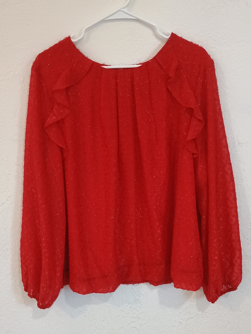 Liz Claiborne Red Ruffle Long-Sleeve Blouse